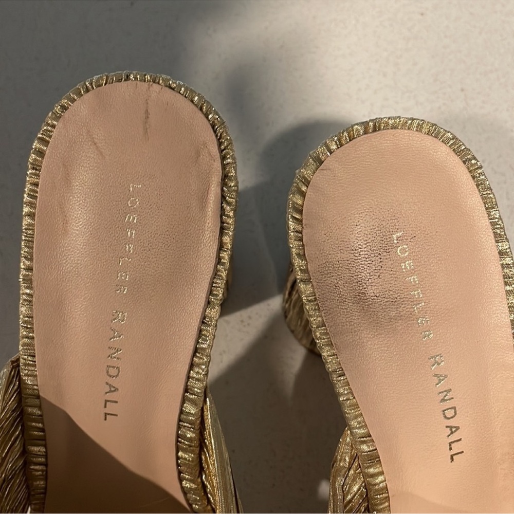 Loeffler Randall Penny Knot Gold Mules - Picture 3 of 8